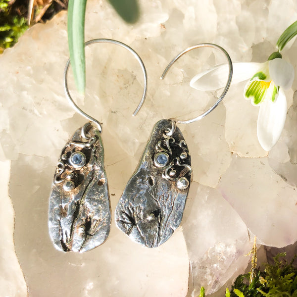 Aquamarine Wildflower Earrings