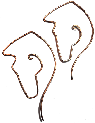 Copper horse hoop earrings